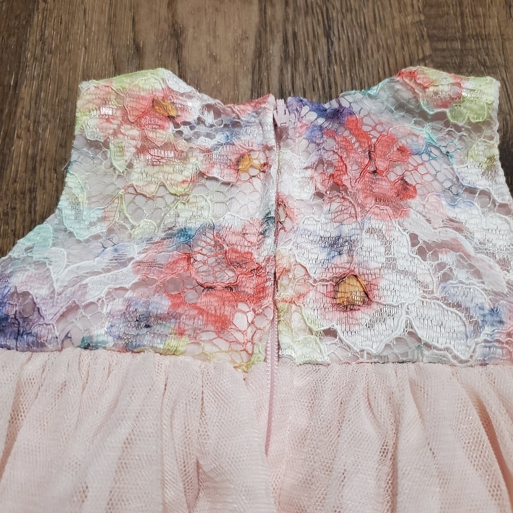 Bonnie Baby Girl Fancy Dress Pastel Pink Tulle Rainbow Floral Lace Rose Formal - Picture 9 of 9